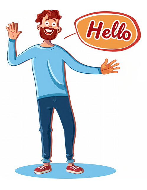 ai generated, hello, man, wave, greeting, clip art